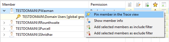 Pin a user or group and find out the origin of their NTFS permissions